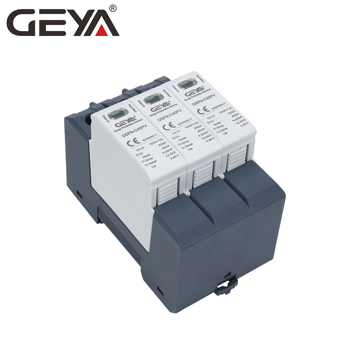 GEYA Solar PV DC SPD 3P 1000/1500V Surge Protector Lighting Arrester Device 40kA