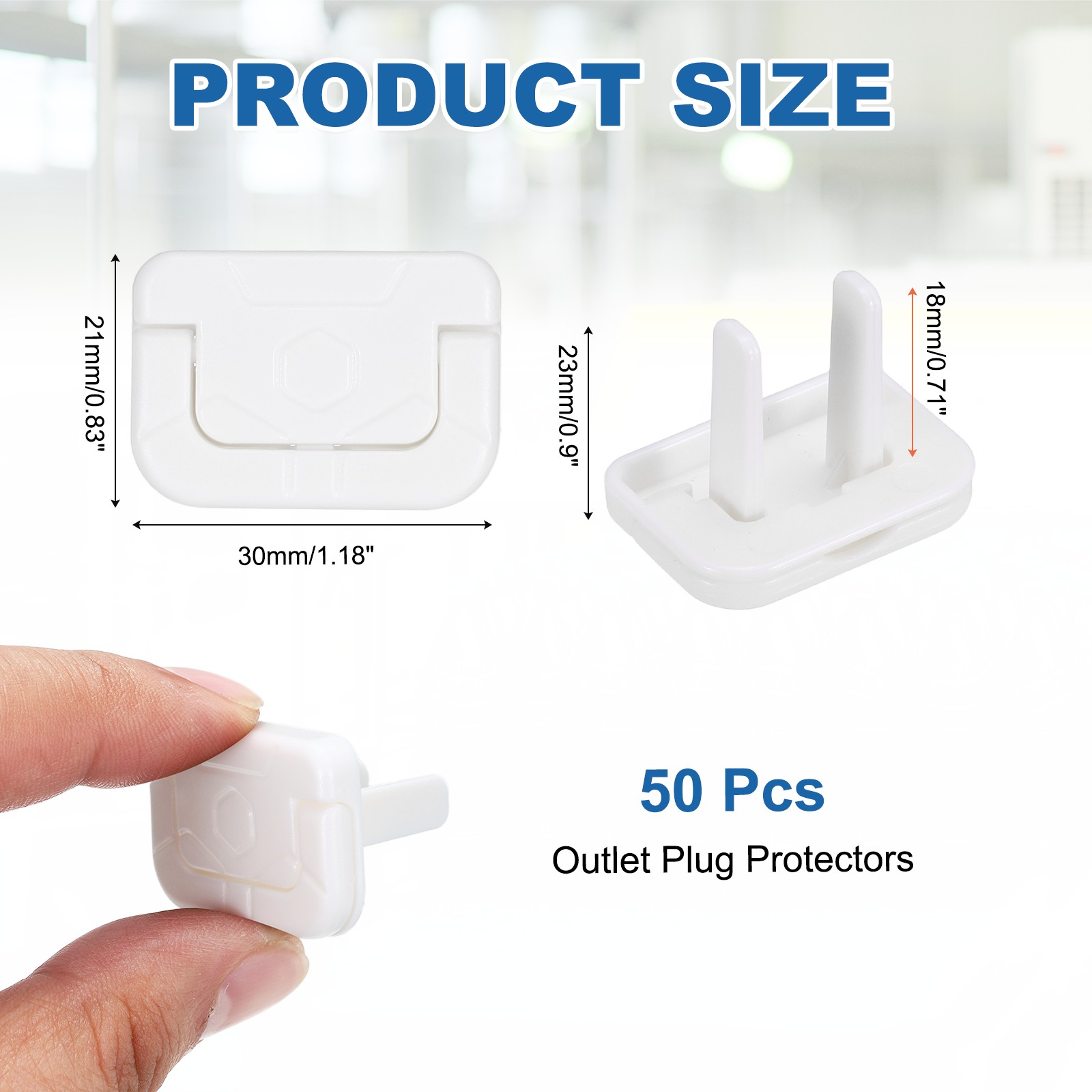 50 Pack Outlet Covers Proofing Safety Plug Covers for 2-Prong, Square White