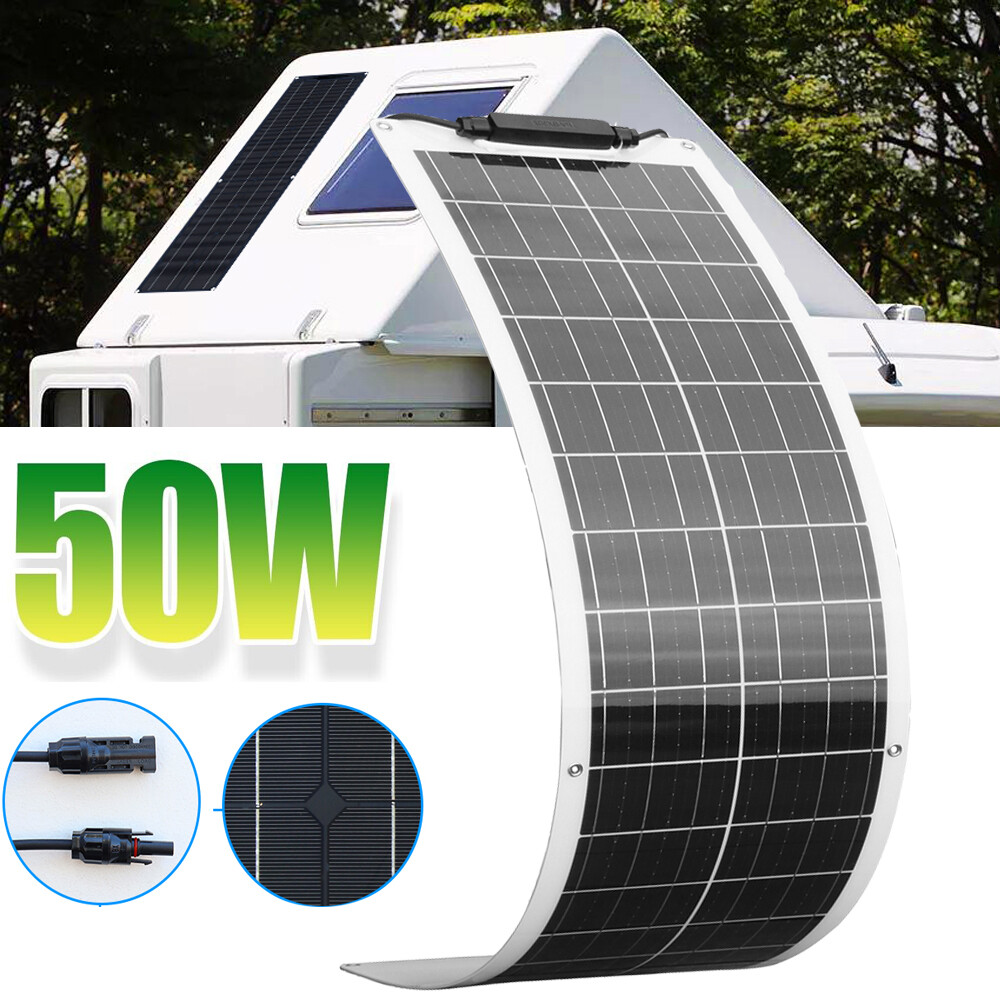 18v 50w Flexible Solar Panel Monocrystalline Module for 12V Battery RV Van Boat