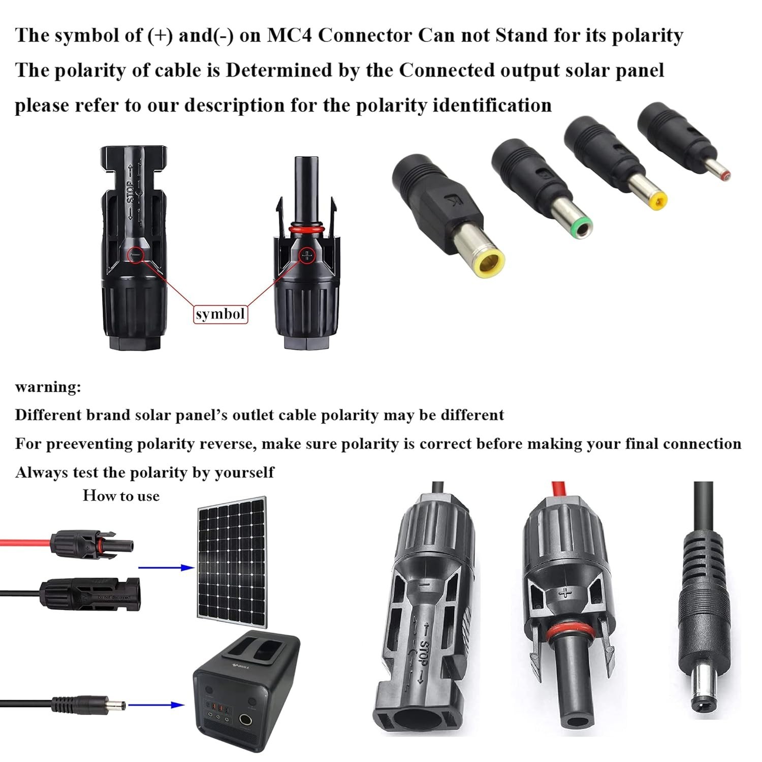 Solar Panel Adapter Cable – MC-4 to DC with Multiple Connector Tips 5.5mm x 2…