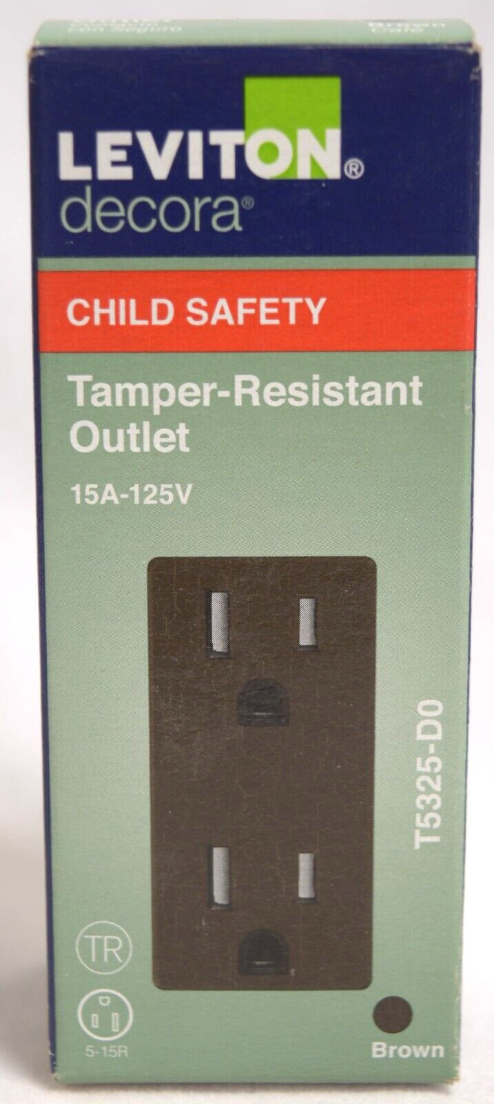 Leviton Decora Child Safety Tamper-Resistant Outlet Brown