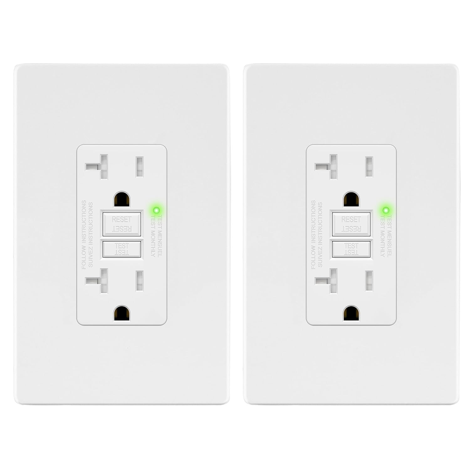 20A GFCI Outlet, Tamper-Resistant Receptacle, Self-Test, LED Indicator, Anti-Int