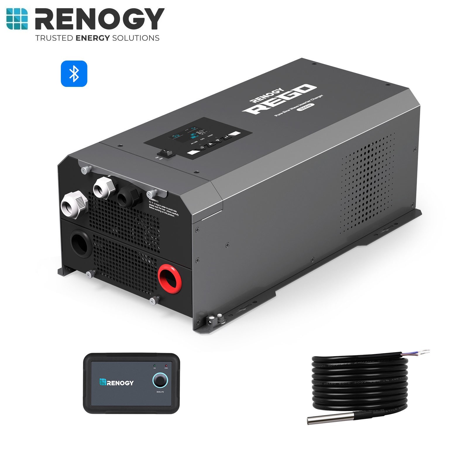 Renogy REGO 3000W Pure Sine Wave Inverter Charger w/LCD 12V DC to 120V AC