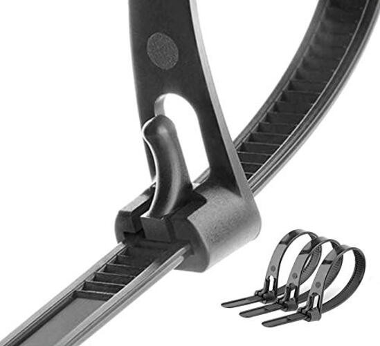 Releasable Reusable Zip Ties 100 Pack 12 Inch Heavy Duty 12inch（w:0.3in) Black