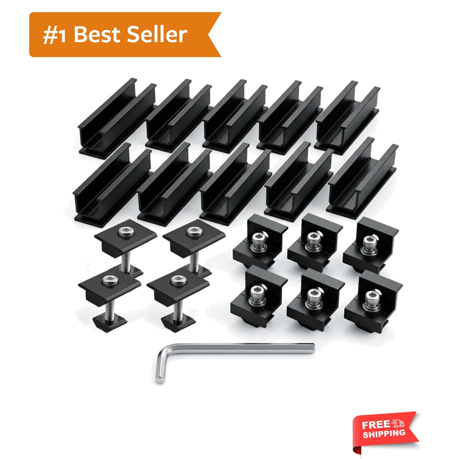 Solar Panel Mounting Kit for Thickness 1.18″/1.38″ Panels, with 10pcs Aluminu…