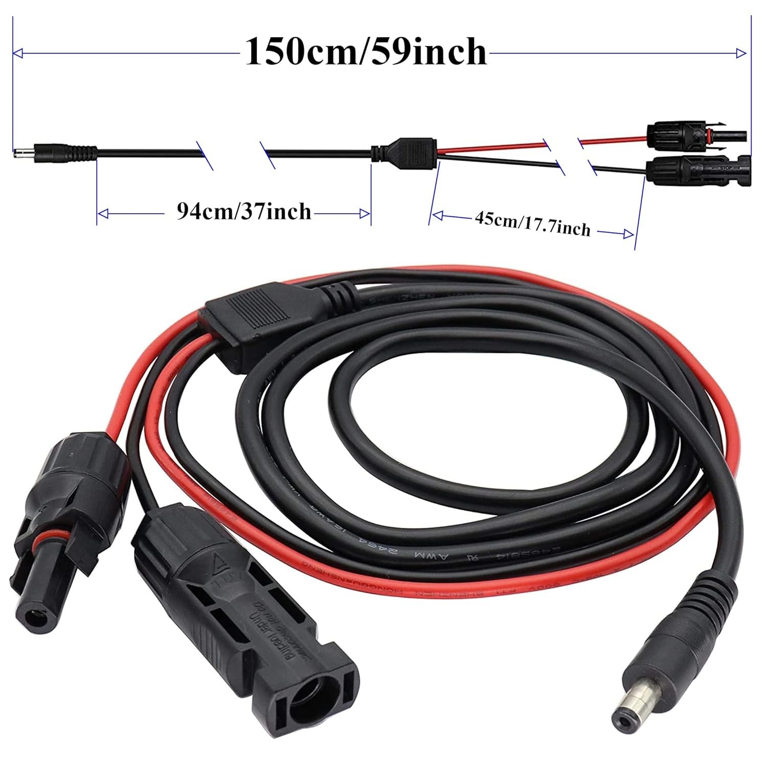 Solar Panel Adapter Cable – MC-4 to DC with Multiple Connector Tips 5.5mm x 2…
