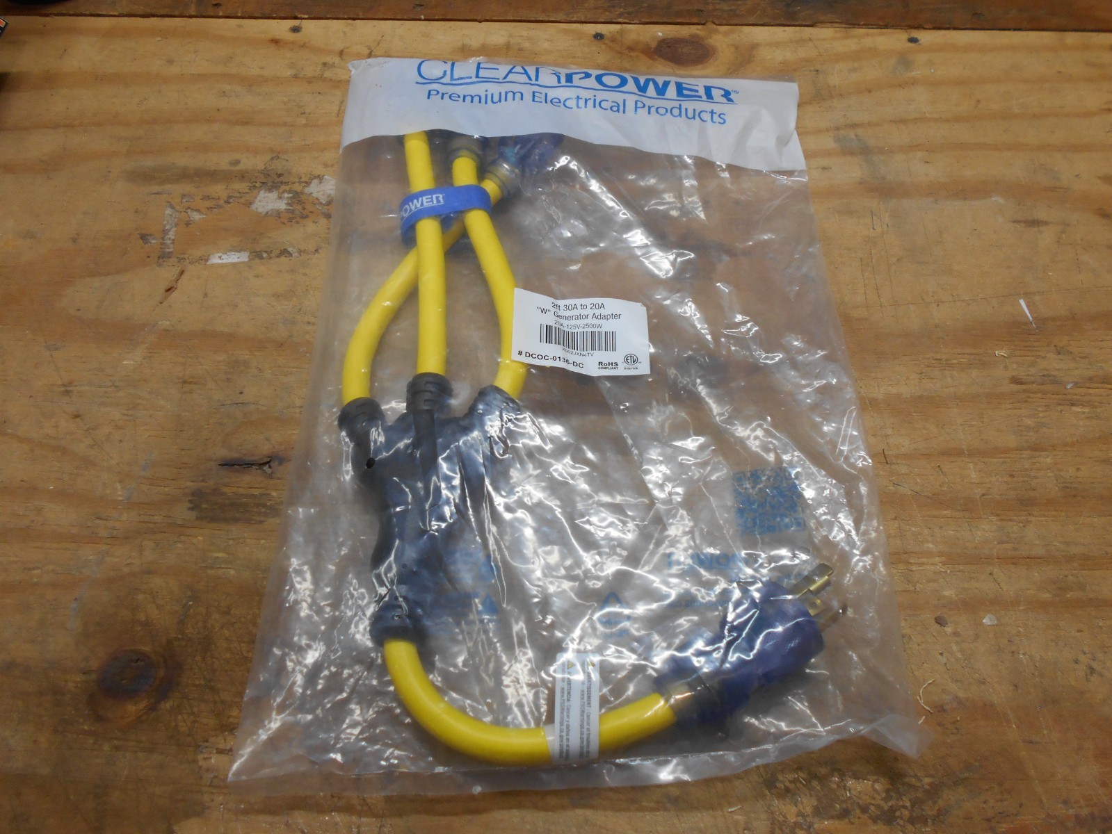 CLEAR POWER DCOC-0136-DC 2 Ft 30-Amp 125-Volts Generator Extension Cord Adapter