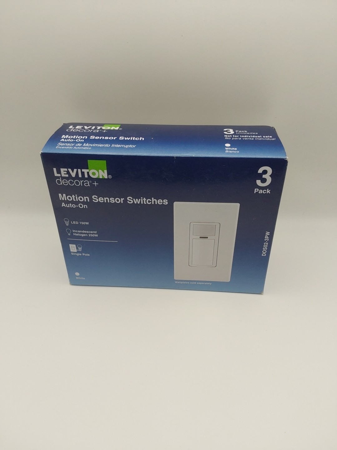 Leviton Decora Motion Sensor Switches DOS02-3PW Auto-On 2A Single Pole-3Pack F2
