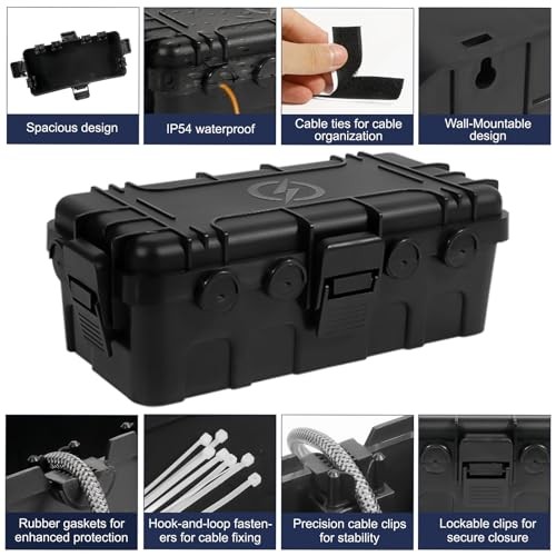 Medium Outdoor Electrical Box (.6×5.2×4.inch), IP54 Waterproof 1 Black