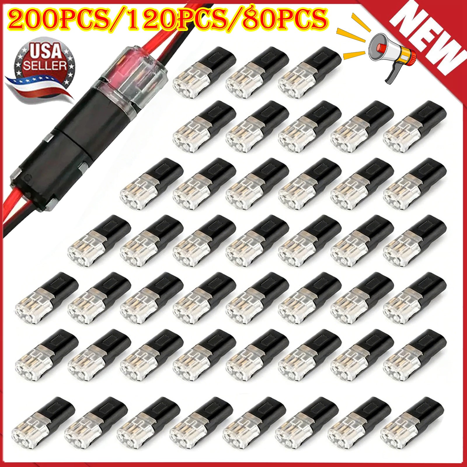 100 pcs Double-Wire Plug-in Connector,Cable Clamp with Locking Buckle, AWG 18-22