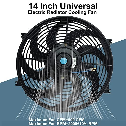14″ Universal Electric Radiator Cooling Fans + Thermostat Relay & 14 Inch