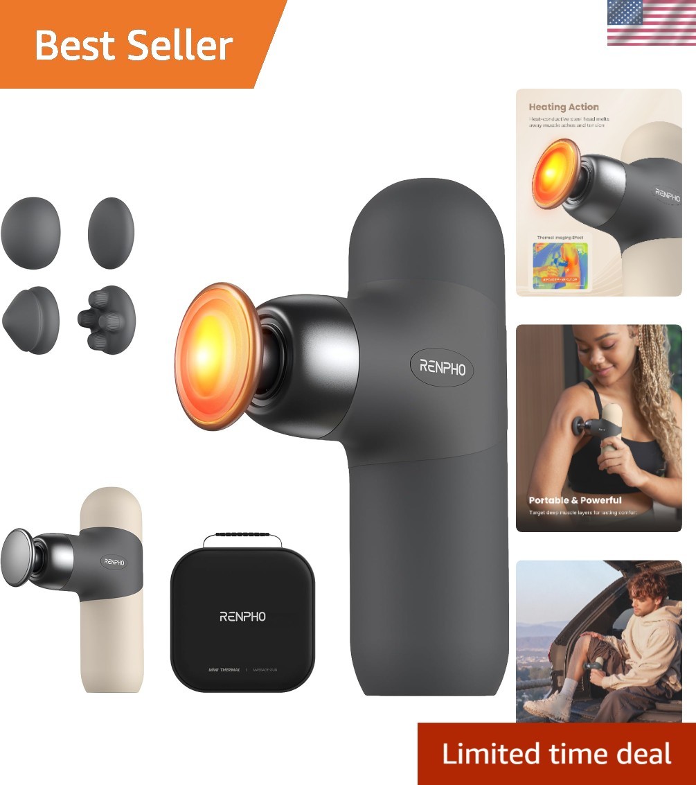 Mini Thermal Massage Gun with Heat, Color Silicone Casing, 4 Speeds | Portabl…