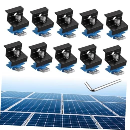 10pcs Solar Panel End Clamp for Standard 1.18″(30mm) & 1.38″(35mm) Black