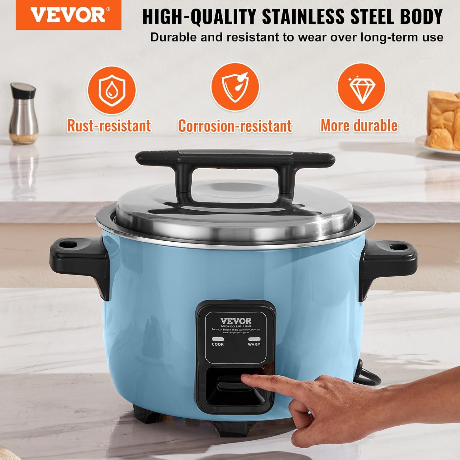 VEVOR Commercial Rice Cooker, 40-Cup Rice Cooker, 8.45 Qt / 8 Liter Large…