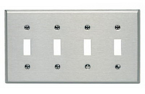 (1 pc) NEW Toggle Switch 4-Gang Brushed Finish Stainless Steel Wall Plate Cover