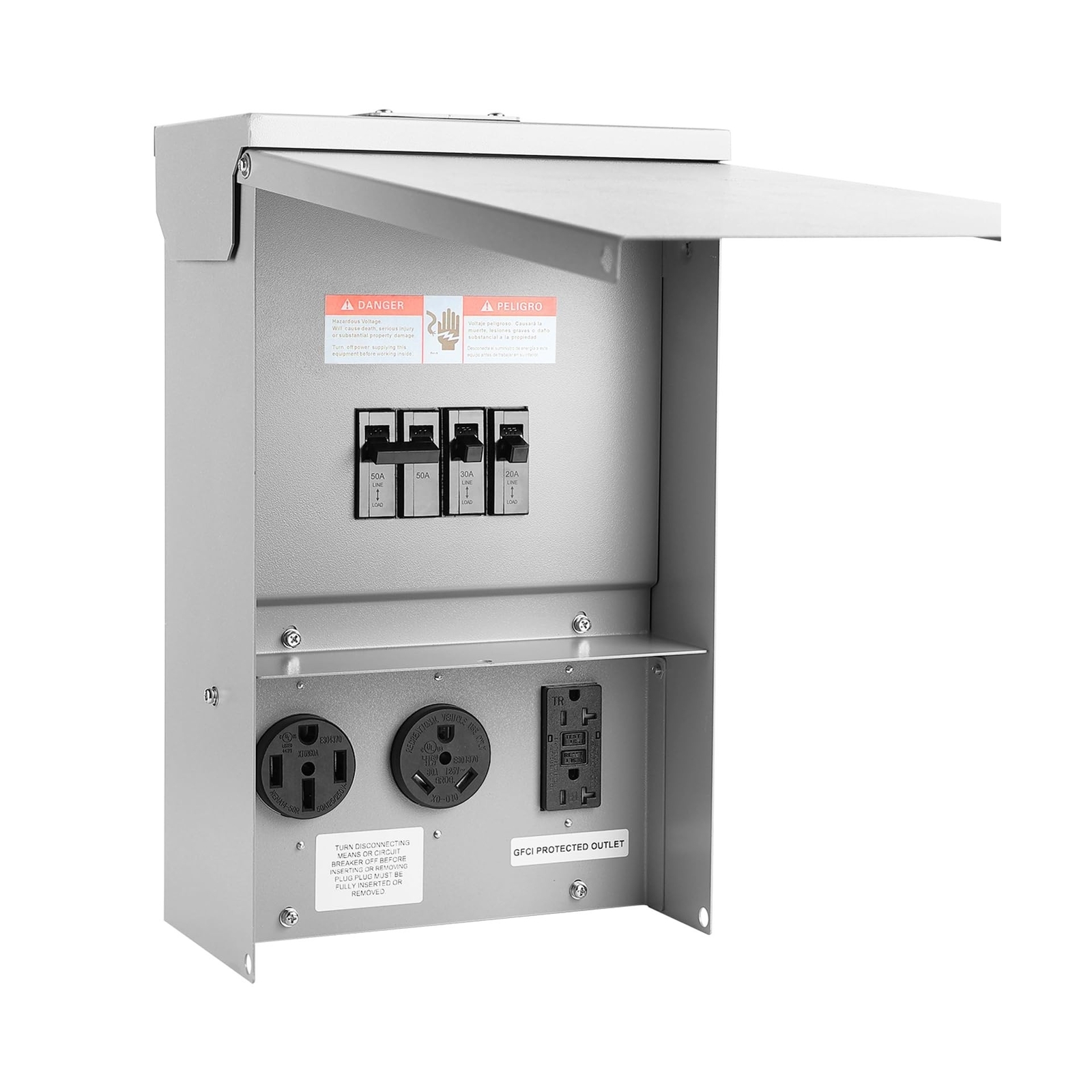 Temporary Electrical Power Outlet Panel Weatherproof RV Receptacle Box with 3…