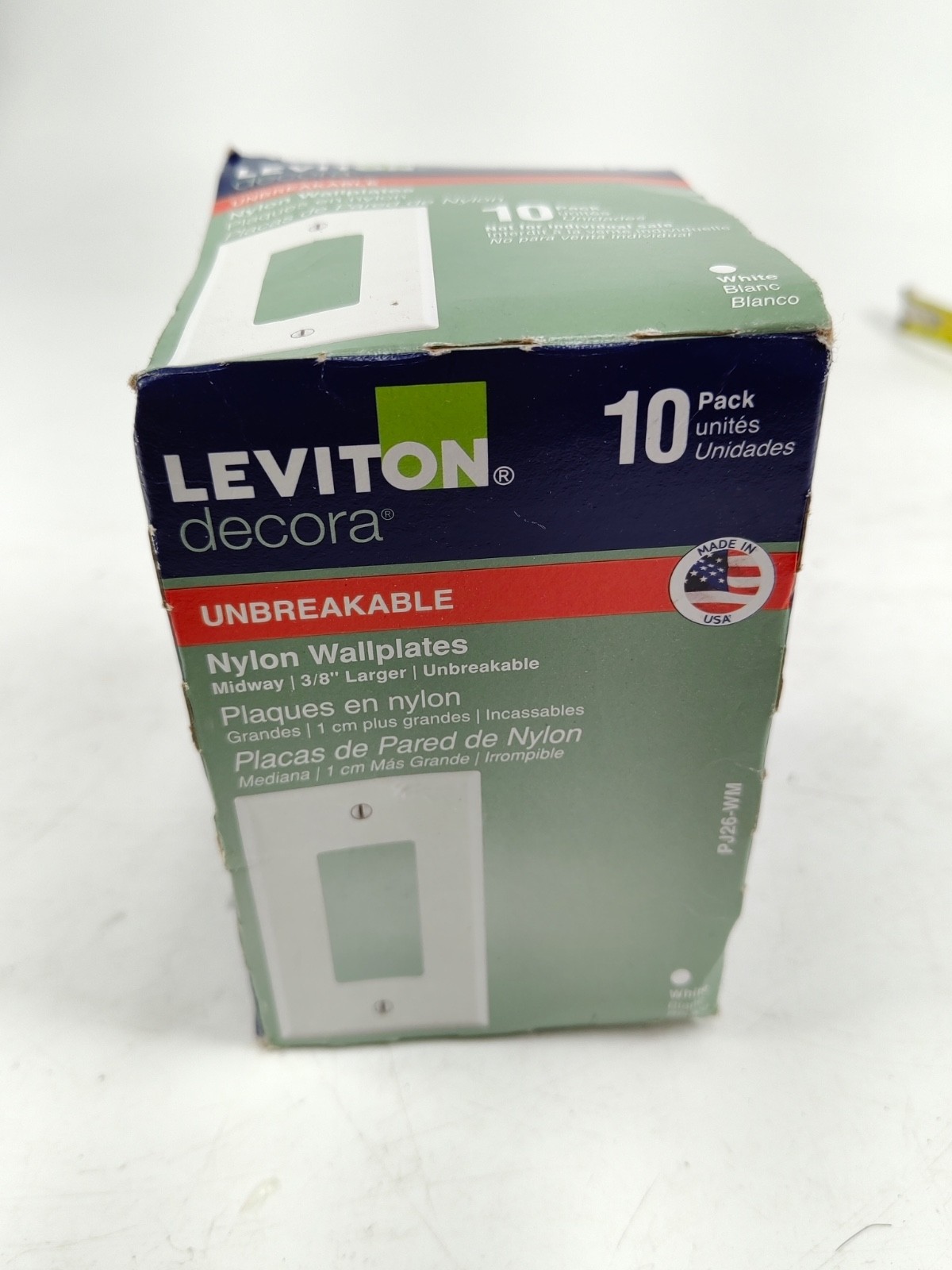 Leviton Decora Unbreakable Nylon Wallplate (White) 10 PACK MIDWAY 3/8″