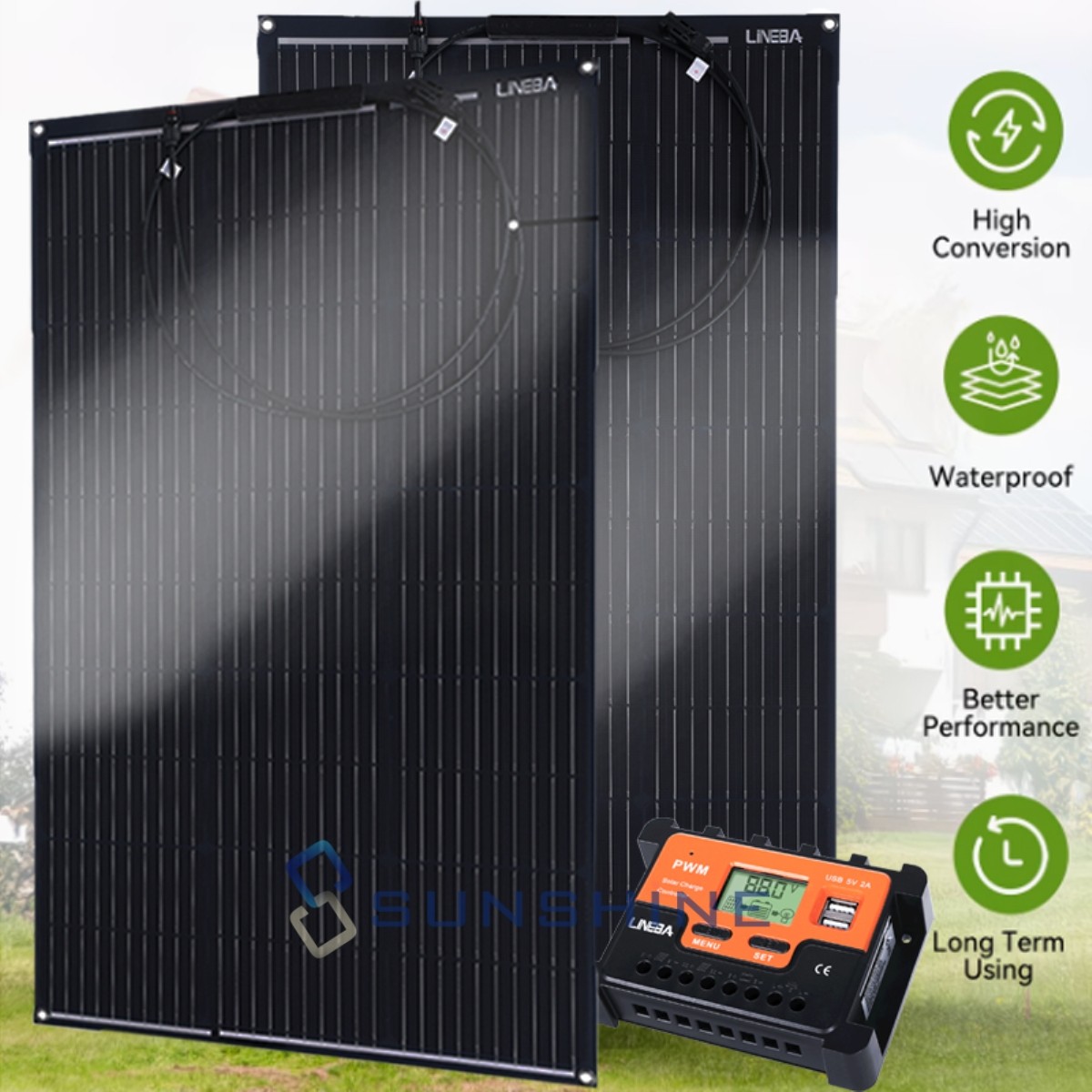 400W N-type Mono Rigid Big Solar Panel Kit PV moudle for Roof Power w/Controller
