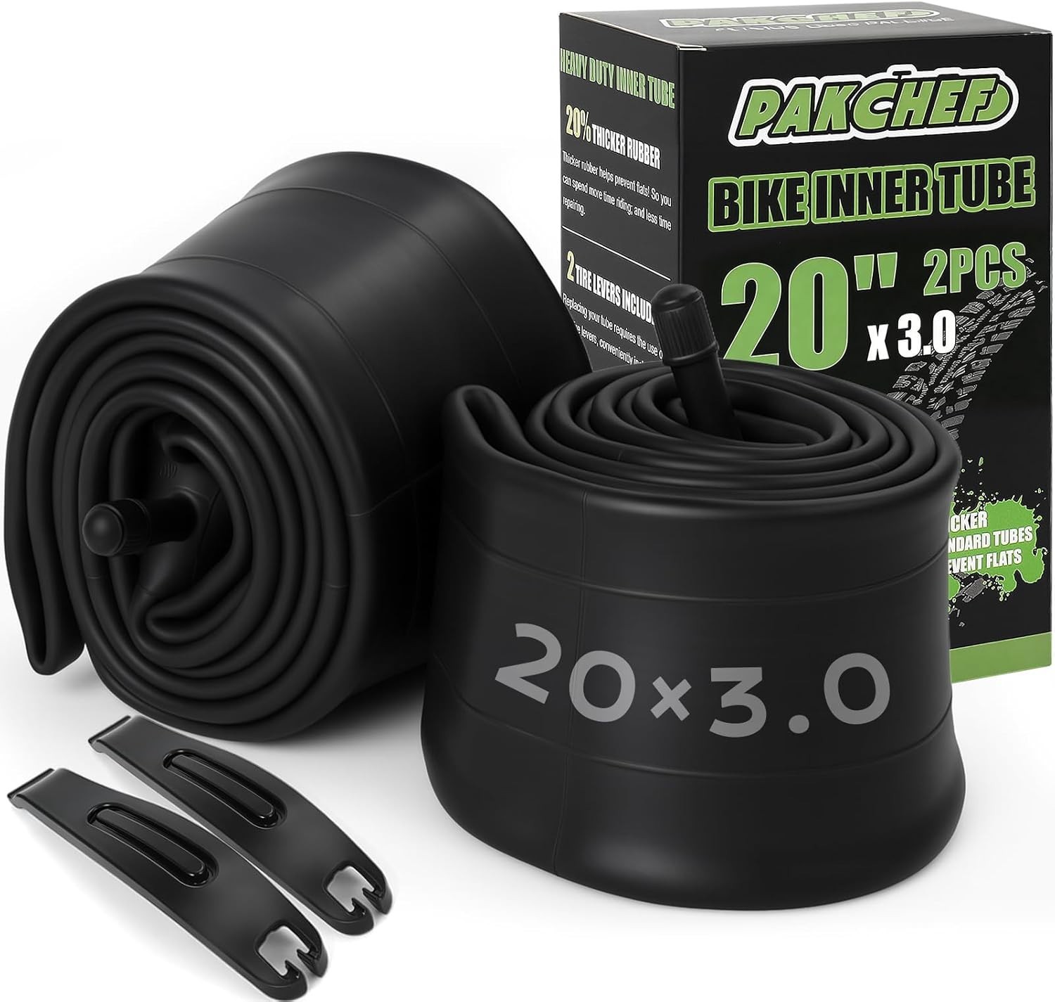 20×3 Bike Tube with Schrader Valve – Heavy Duty Butyl Rubber Inner Tube for