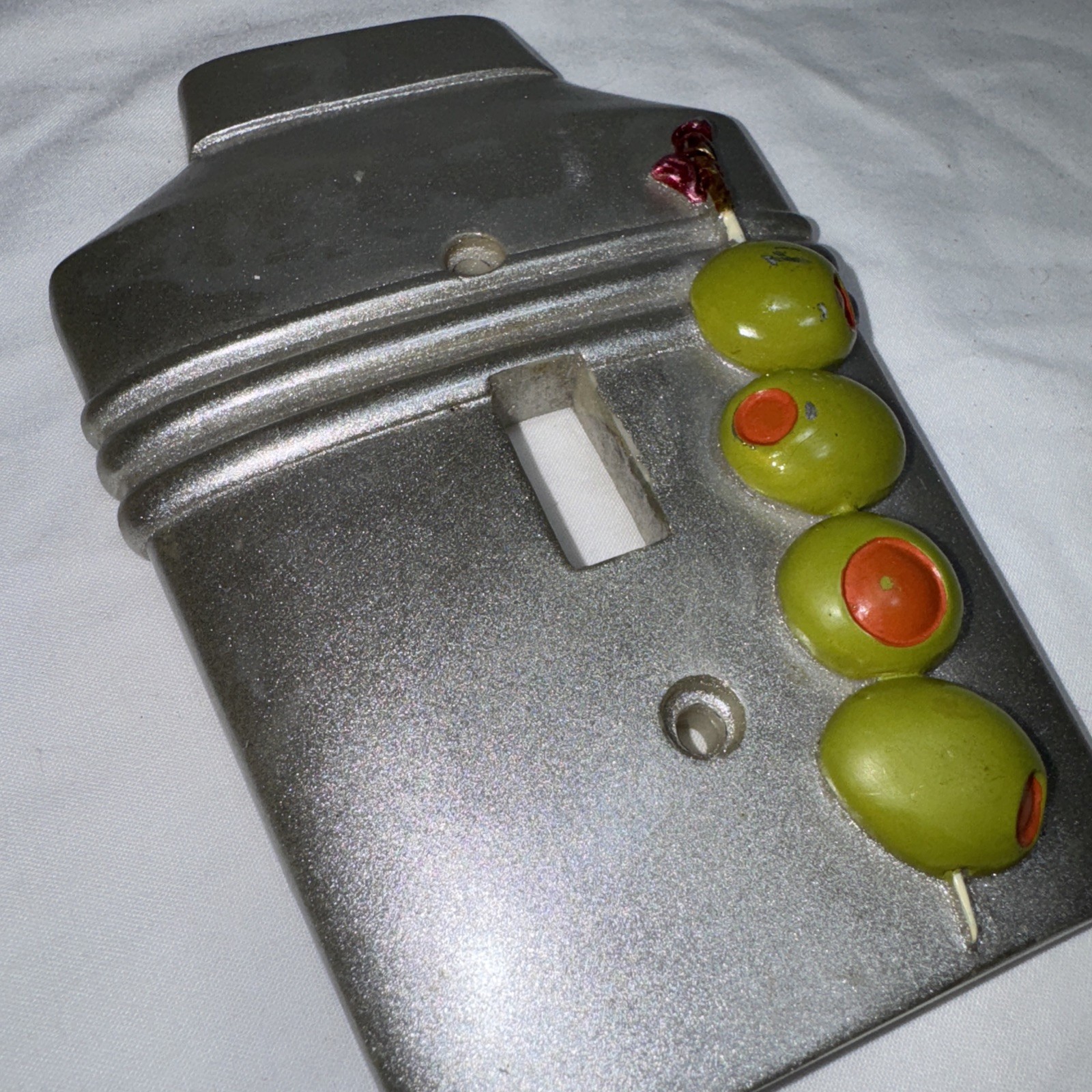 Borders Unlimited Resin Light Switch Plate Bar Martini Shaker Faux Steel