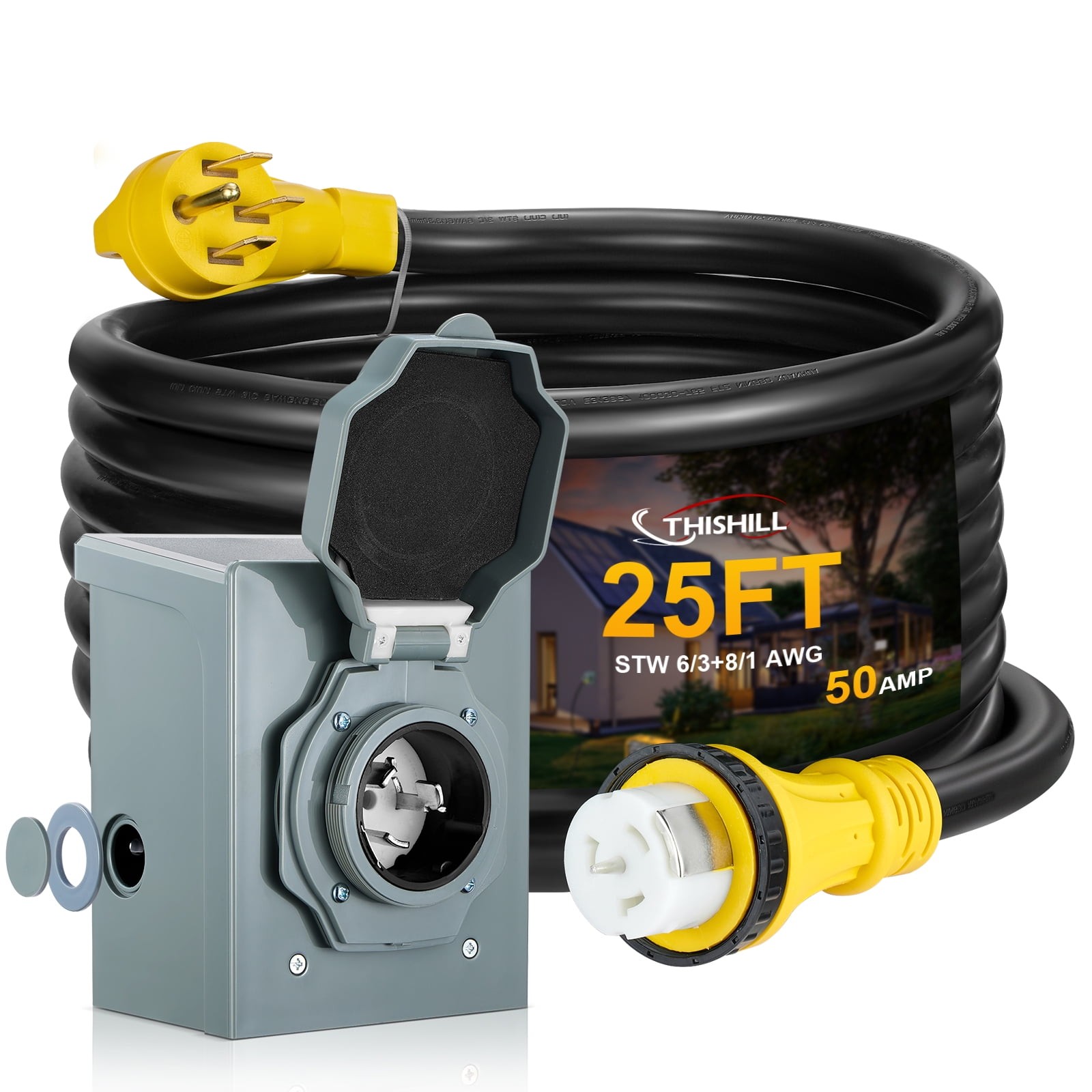 SPEEDWOW 25FT-50AMP_Generator Cord 50 Amp RV Generator Extension Cord with