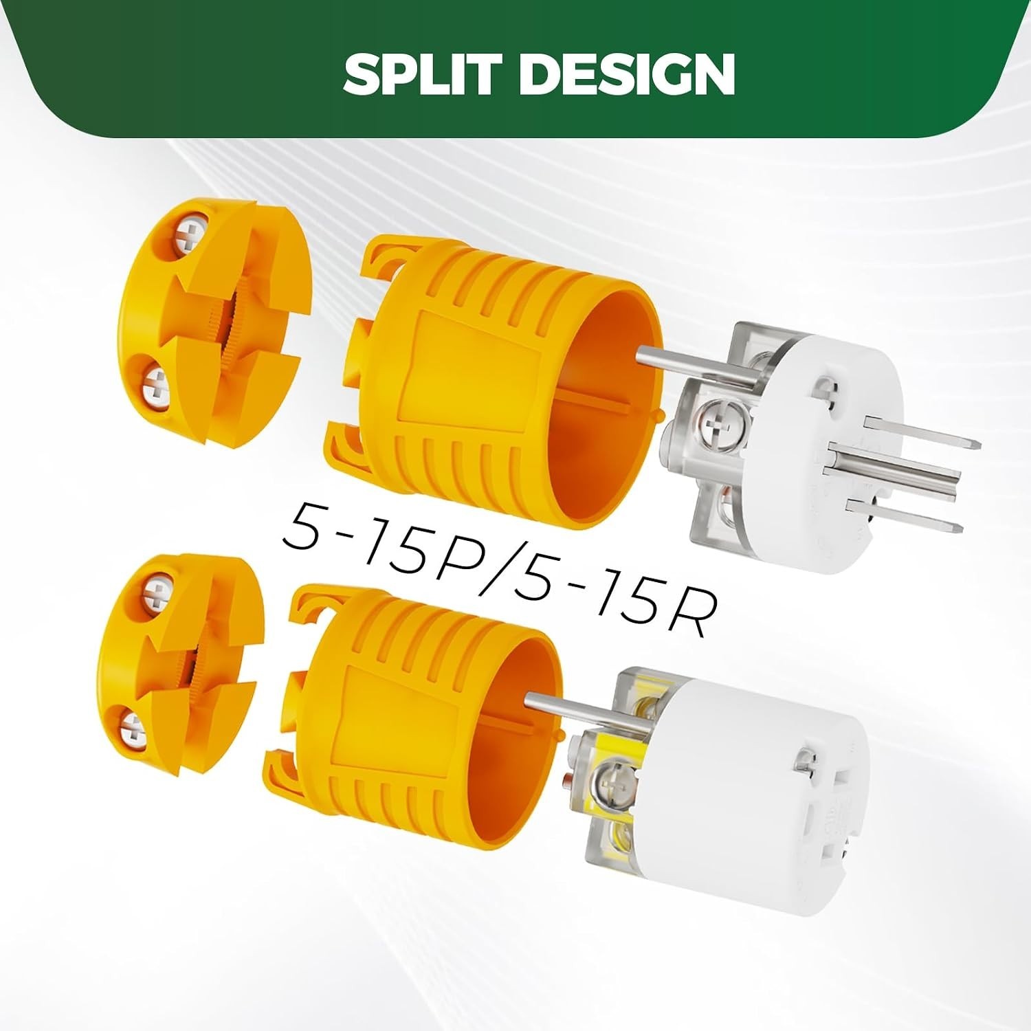 RVGUARD Extension Cord Ends Male and Female Plug, 15Amp 125Volt Heavy Duty 6 Set