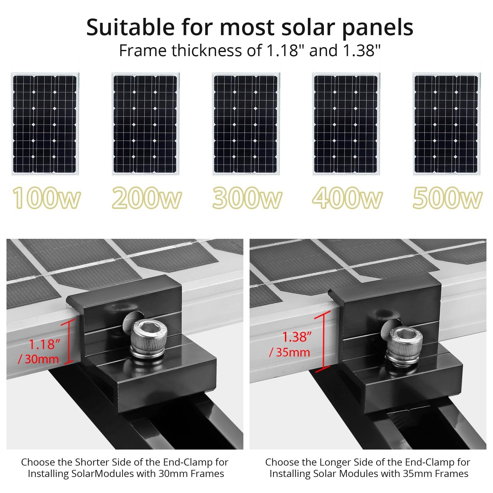Anbte 6PCS Solar Panel Mounting Kit Roof, 4.72″ Solar Rail & Clamps GR309-GR319