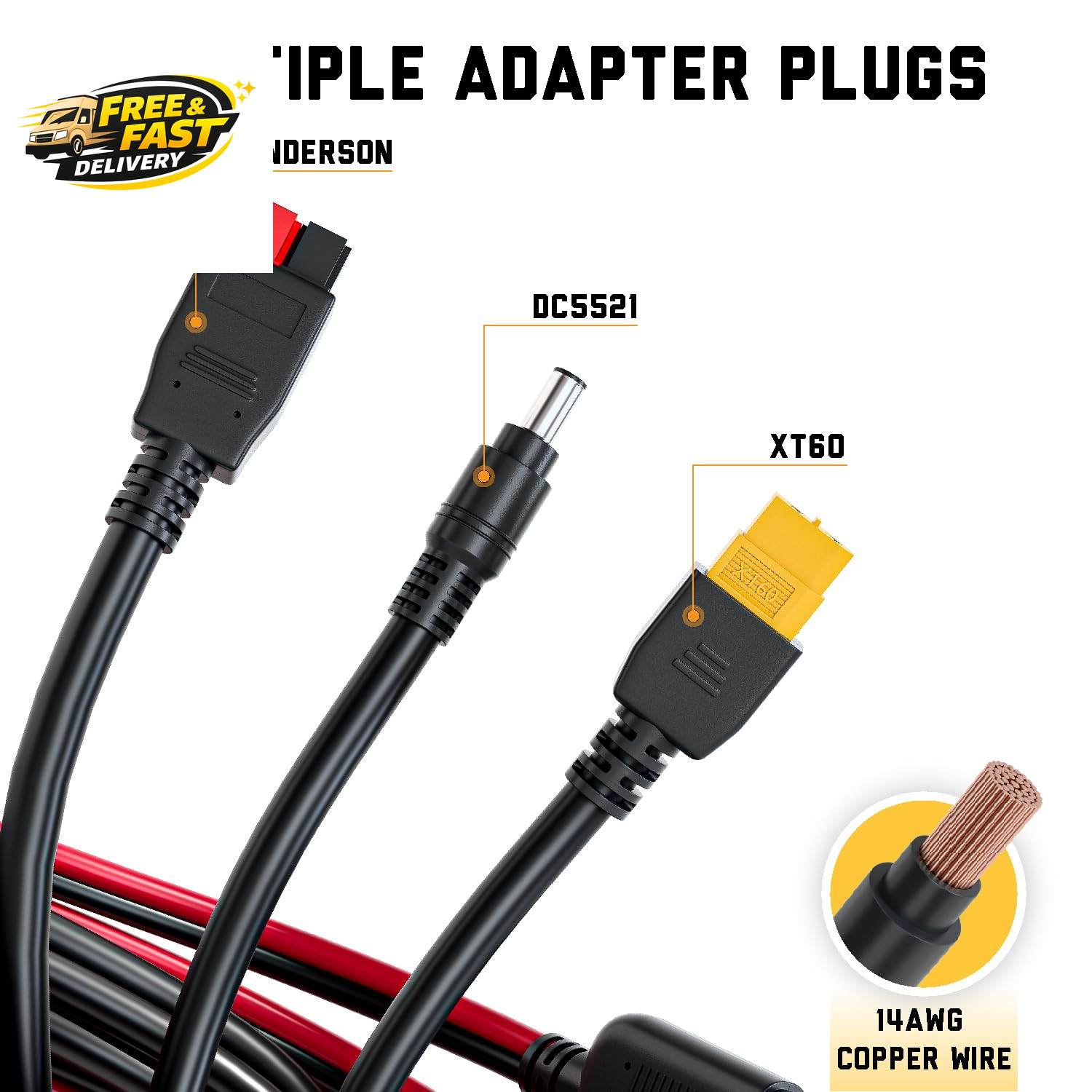 MC4 Solar Panel to Power Station Adapter Cable, XT60 / Anderson /