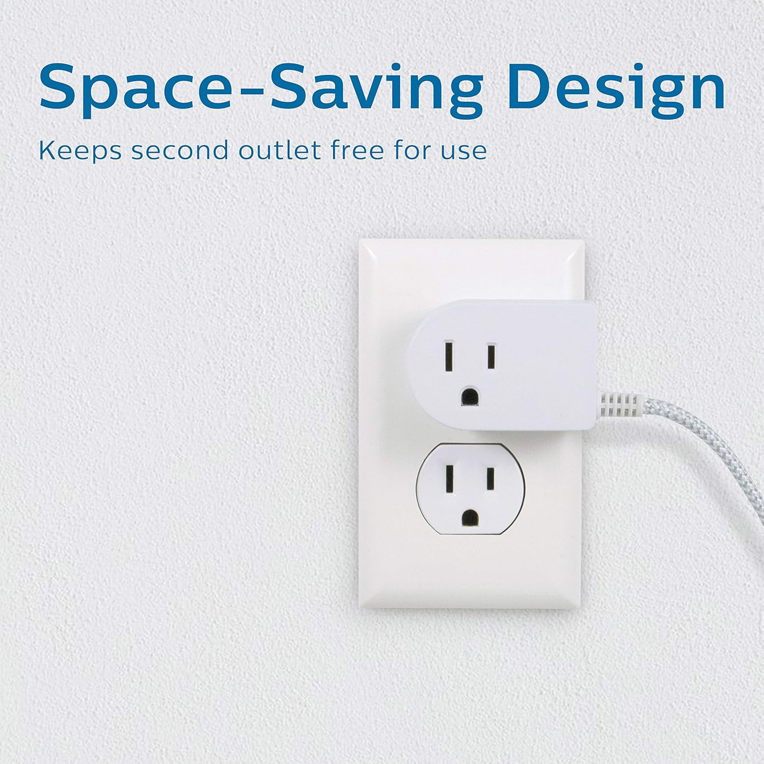 Philips Grounded Plug with Braided Cord, 6 Ft Long Power Cable, On/Off Switch, f
