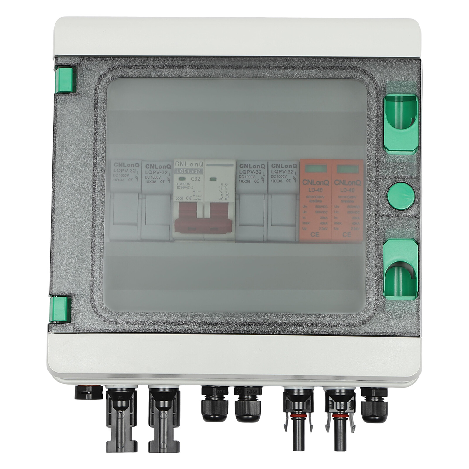 DC 500V / 1000V Solar PV Combiner Box 2 Strings Circuit Breaker For Solar Panel
