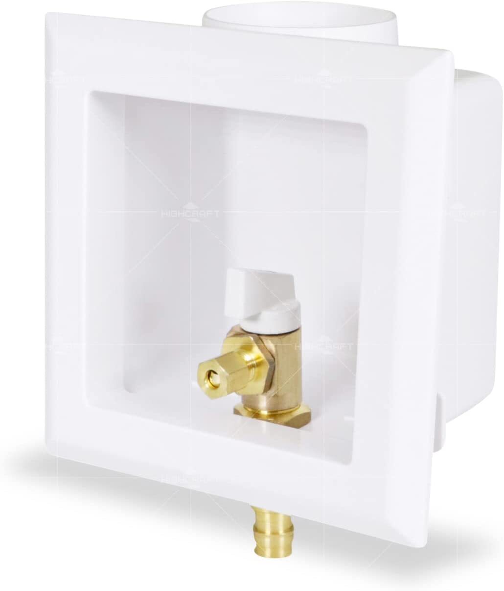 Icemaker Outlet Box with Mount Valves 1/2”in PEX A White ABS (Single) Expansion