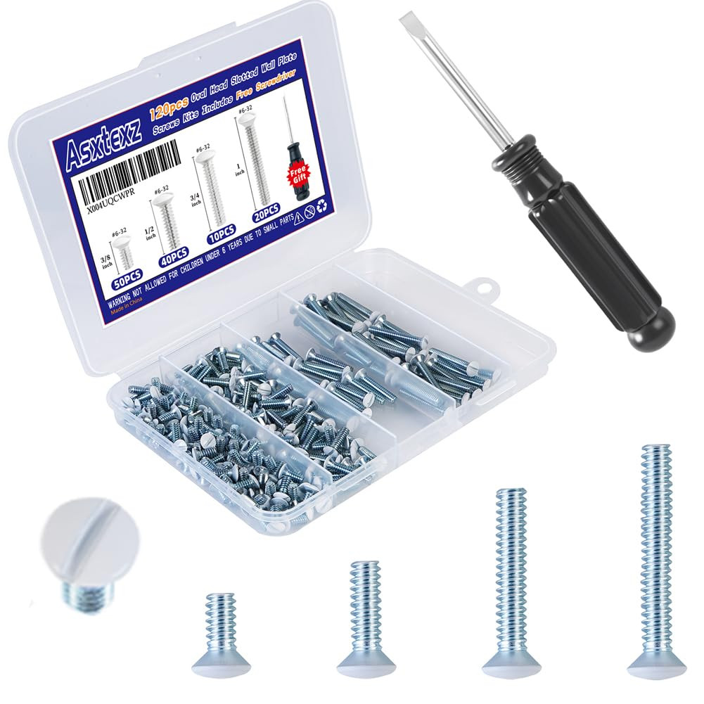 120PCS Wall Plate Screws White, Outlet Cover Screws for Switch Plate, 6/32 Elect