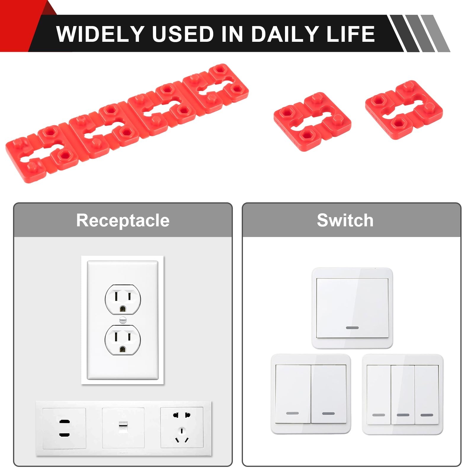 Plastic Outlet Spacers 96 Pack Red Wall Plate Shims