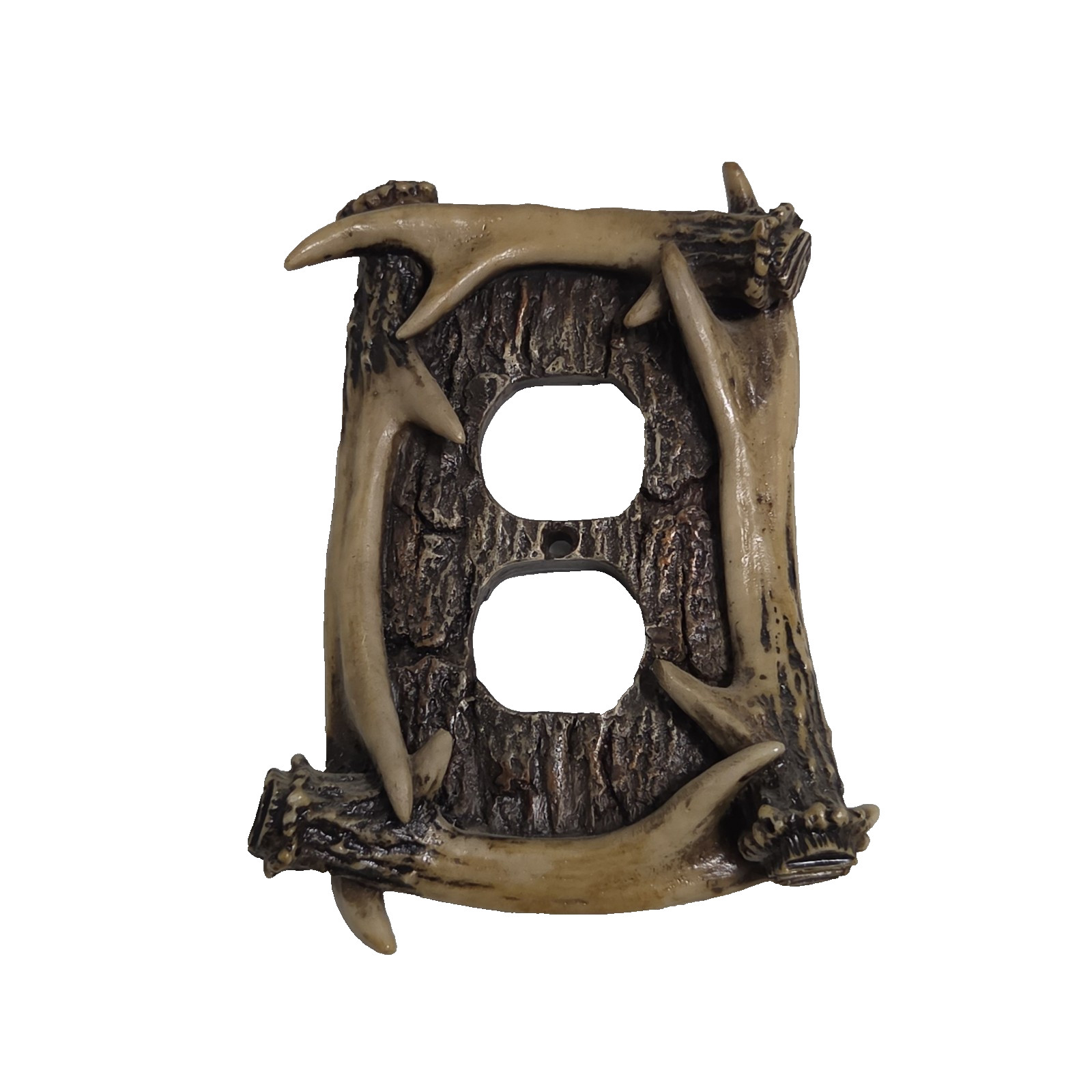 Faux Antler Double Duplex Outlet Cover Plate Rustic Cabin Lodge Deer Decor Resin