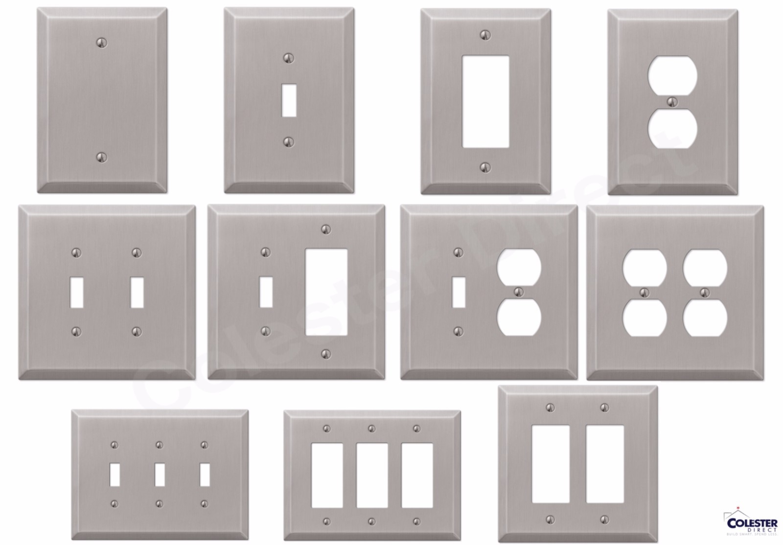 Brushed Satin Nickel Wall Switch Plate Outlet Cover Toggle Rocker GFI