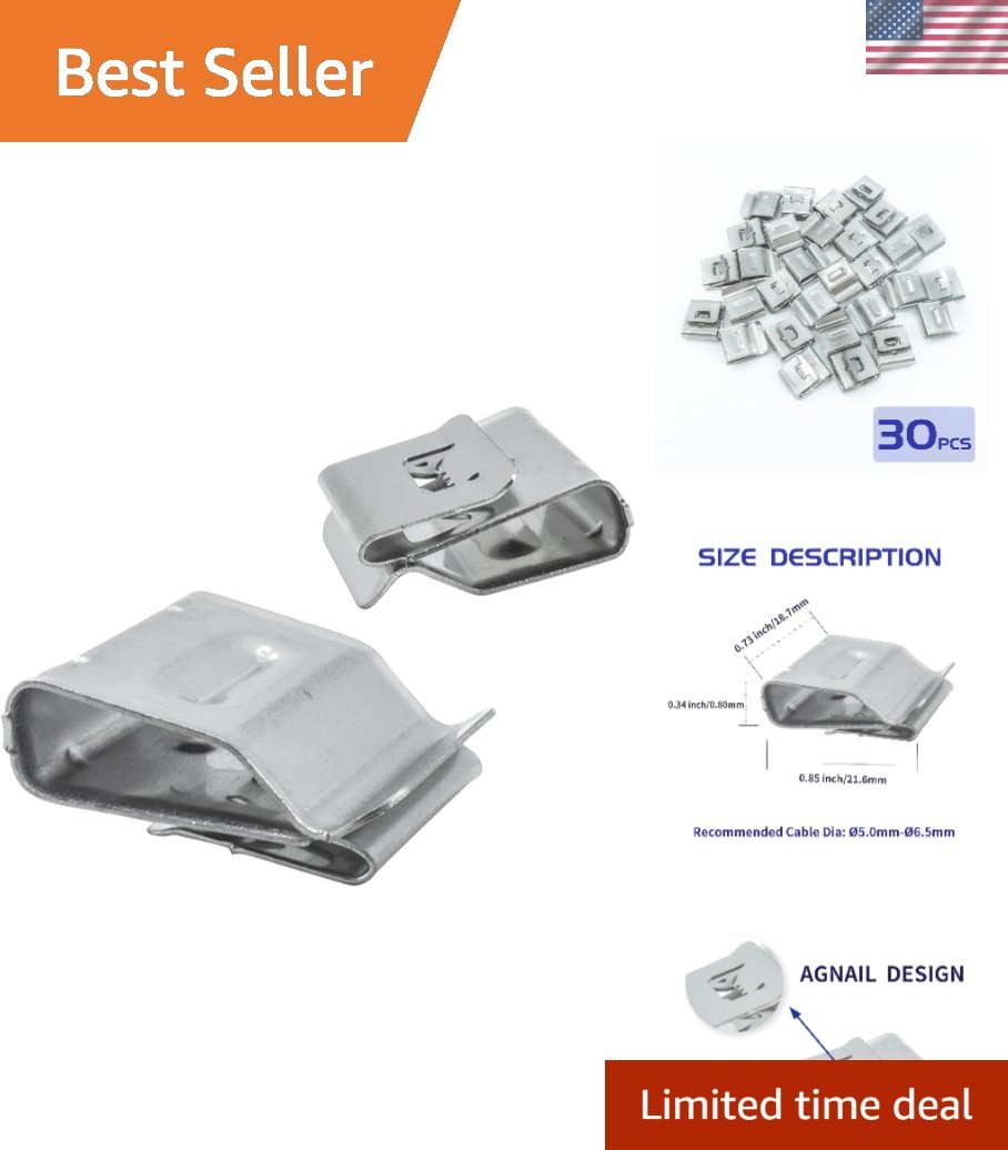 30-Pcs Solar Cable Clips – Corrosion Resistant Stainless Steel Clamps