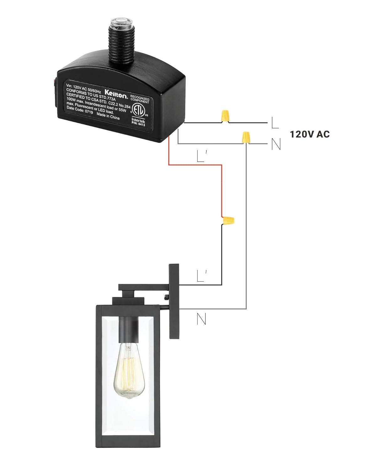 Keilton 120V AC Dusk to Dawn Photocell Light Sensor Outdoor Hard-Wired Post