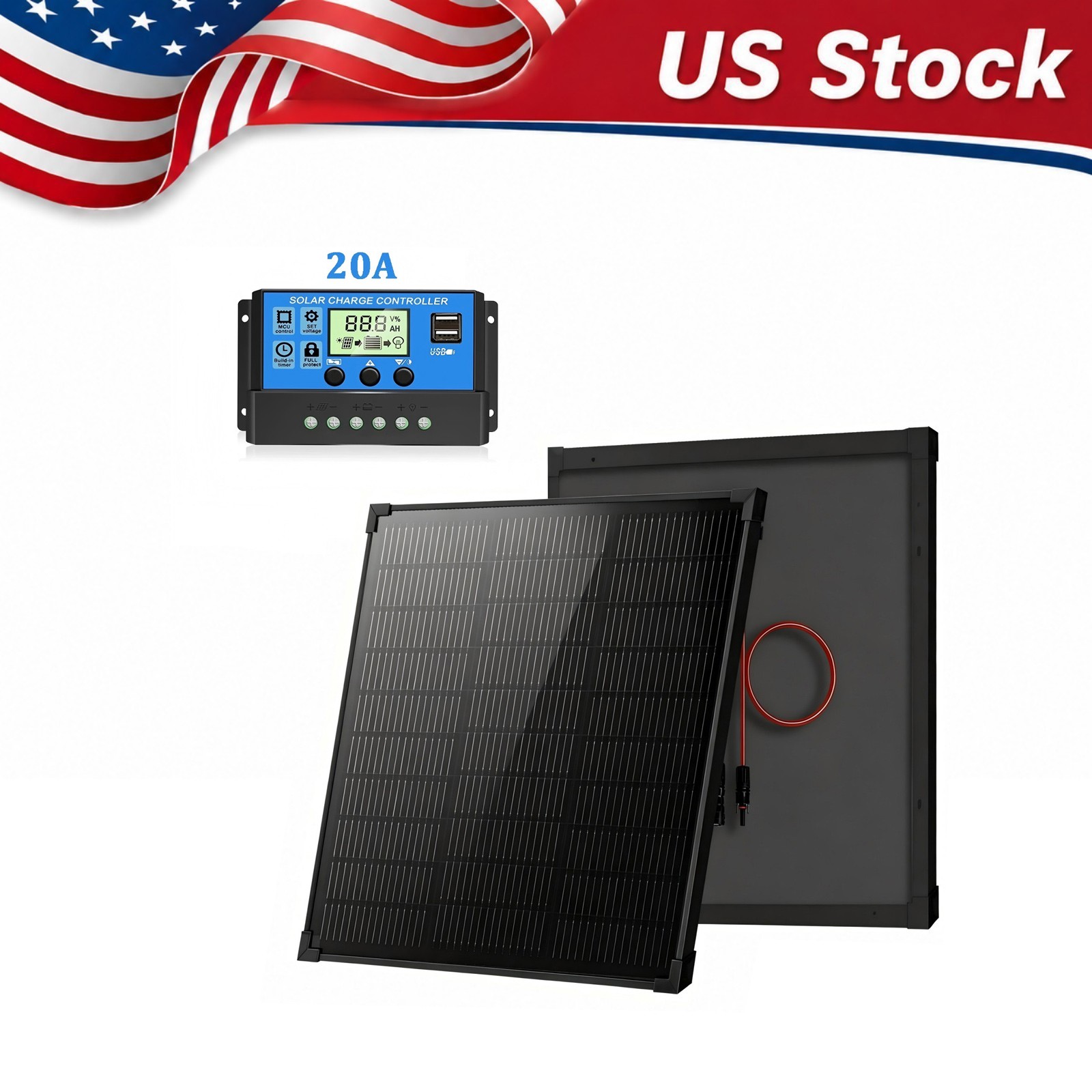 Solar Panel Kit 50W 12V Mono N-Type High-Efficiency Home RV Marine Boat Battery
