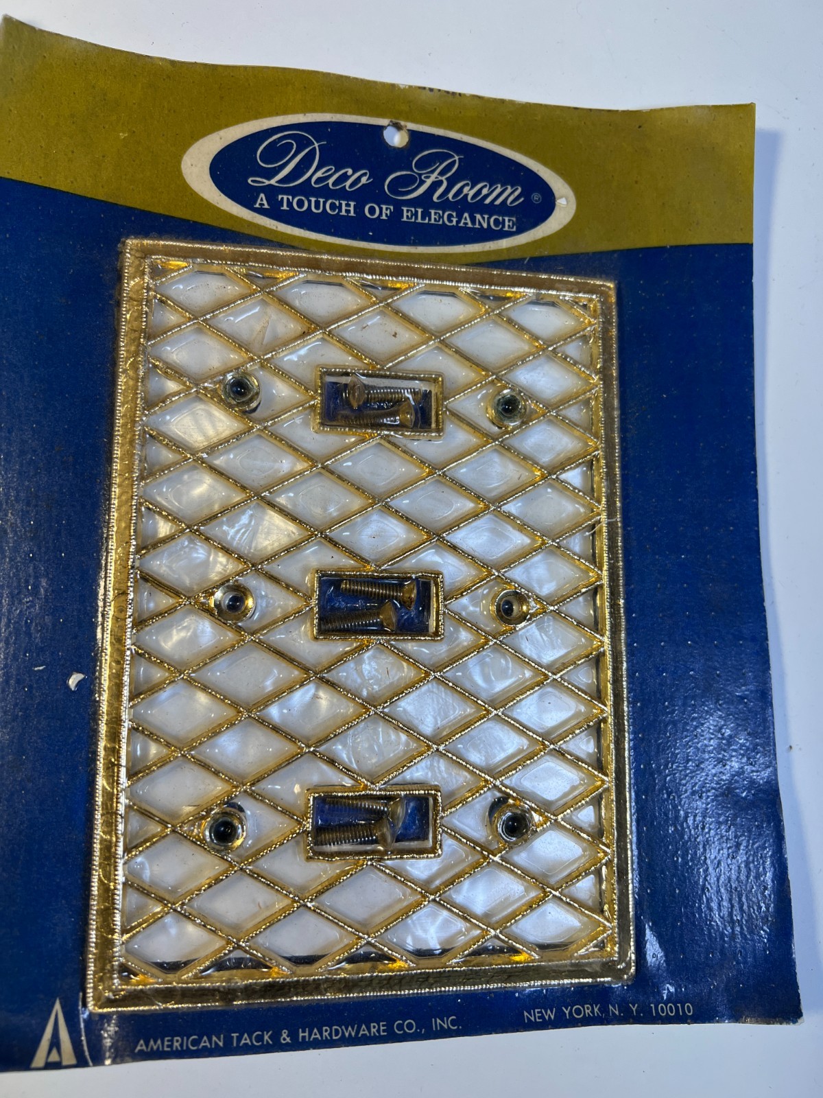 PAIR Vintage Mother Pearl 3 Gang Switch Switches Plates Gold Glam Hollywood MCM