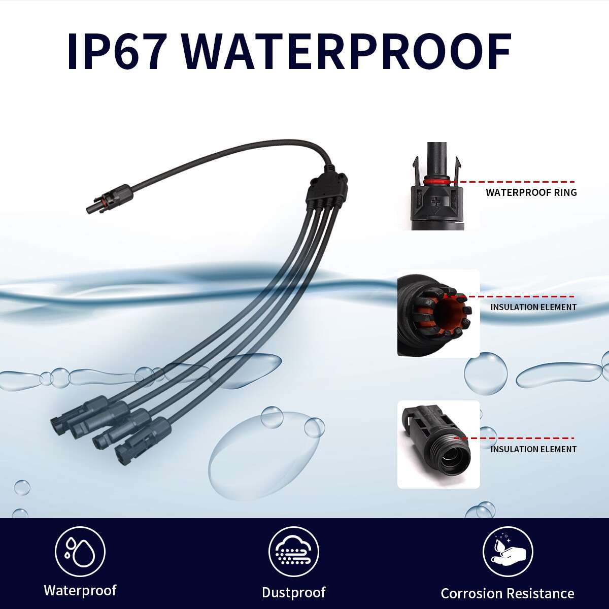 GEYA 10AWG PV Wire Solar Panel Y Branch Solar Panel Extension Cable Connectors