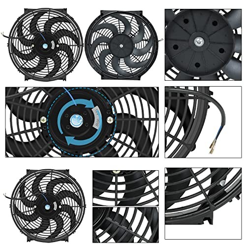 14″ Universal Electric Radiator Cooling Fans + Thermostat Relay & 14 Inch