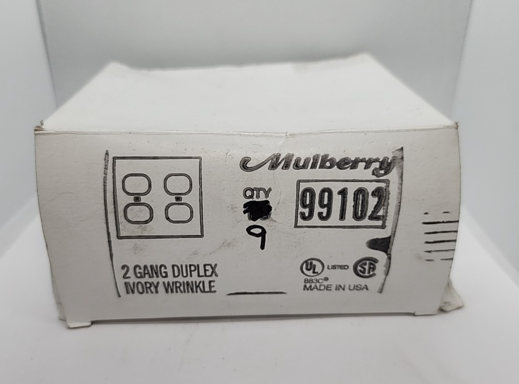 Lot of 9- MULBERRY 99102 2 GANG DUPLEX IVRORY WRINKLE WALLPLATE [2ES1 BB]