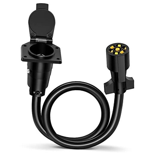 7-Way Trailer Extension Cord 3 Feet 7 Pin Connector Wiring Cable Plug 7 Prong