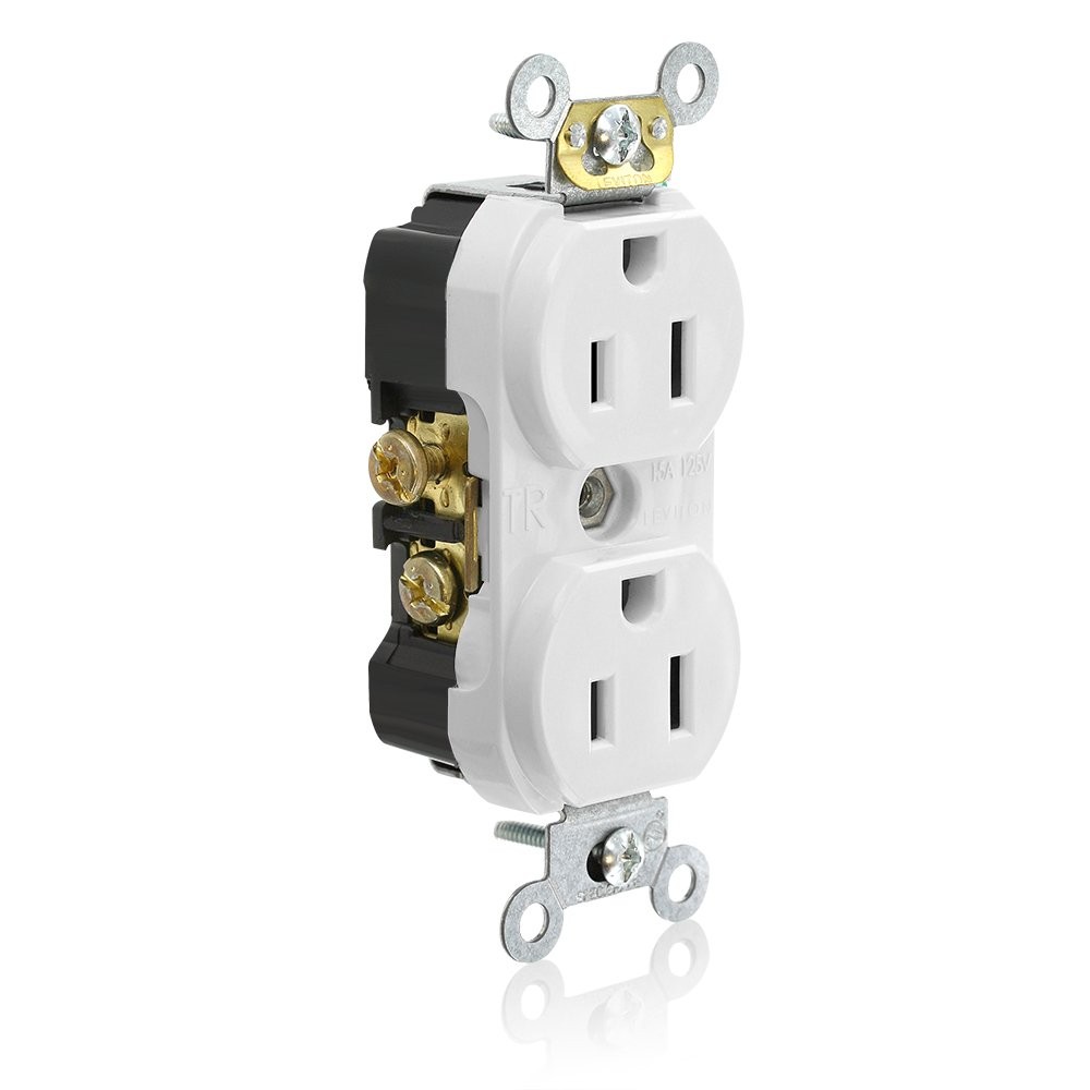 Leviton Resistant Duplex Receptacle, 15-Amp, 125-Volt, Side Wired, White