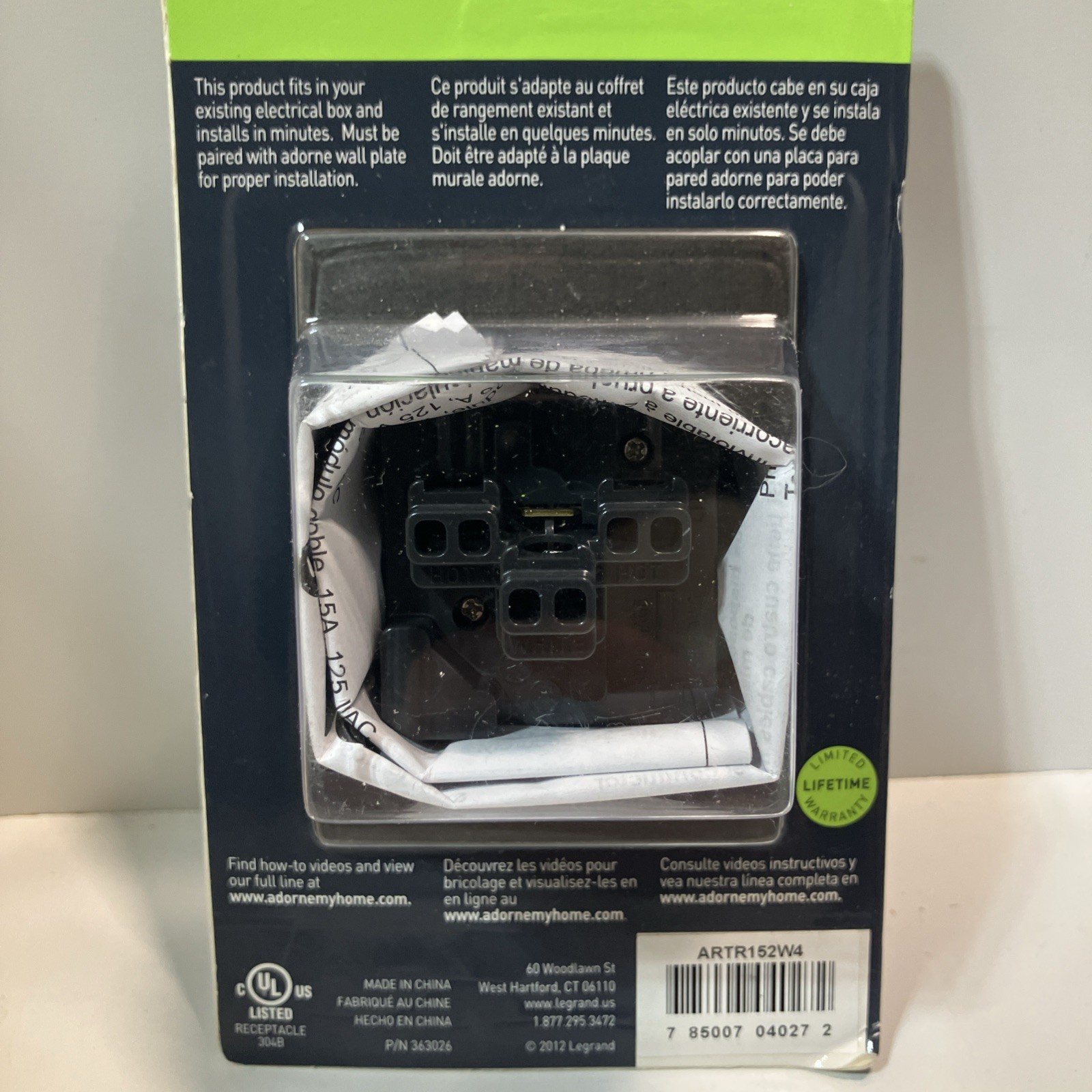 New Set Of 2 Legrand Adorne 15A Tamper Resistant Outlet ARTR152W4
