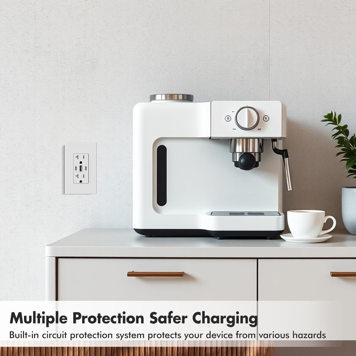 USB C Charger Wall Outlet C+A High Speed Receptacle 20-Amp Smart 8A Fast Charge