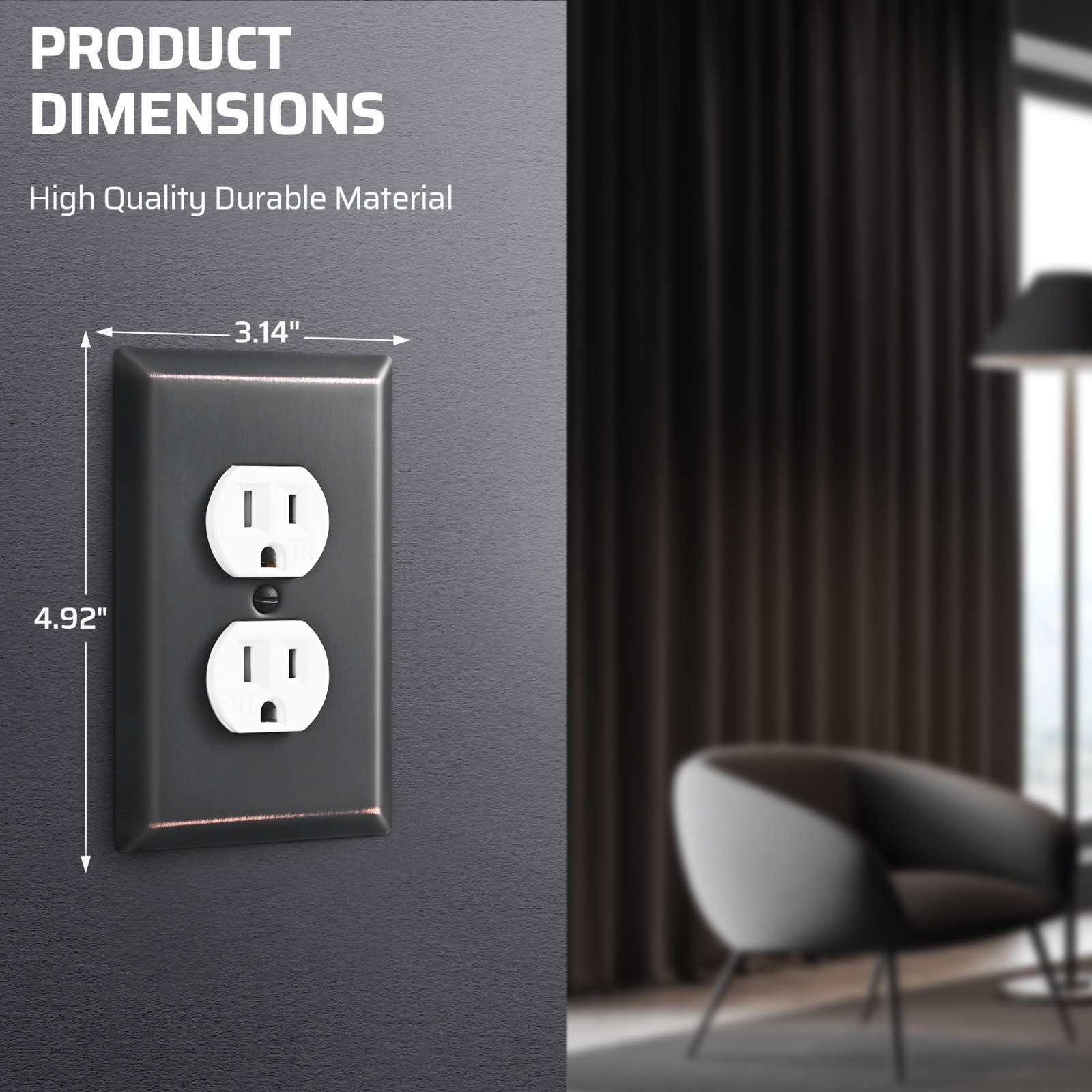 DEWENWILS Duplex Outlet Wall Plate, Metal Wall Plates for Electric Outlet,4-Pack