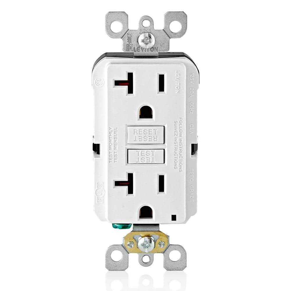 20 Amp 125-Volt Duplex Self-Test Slim GFCI Outlet, White (4-Pack) GFNT2-4W