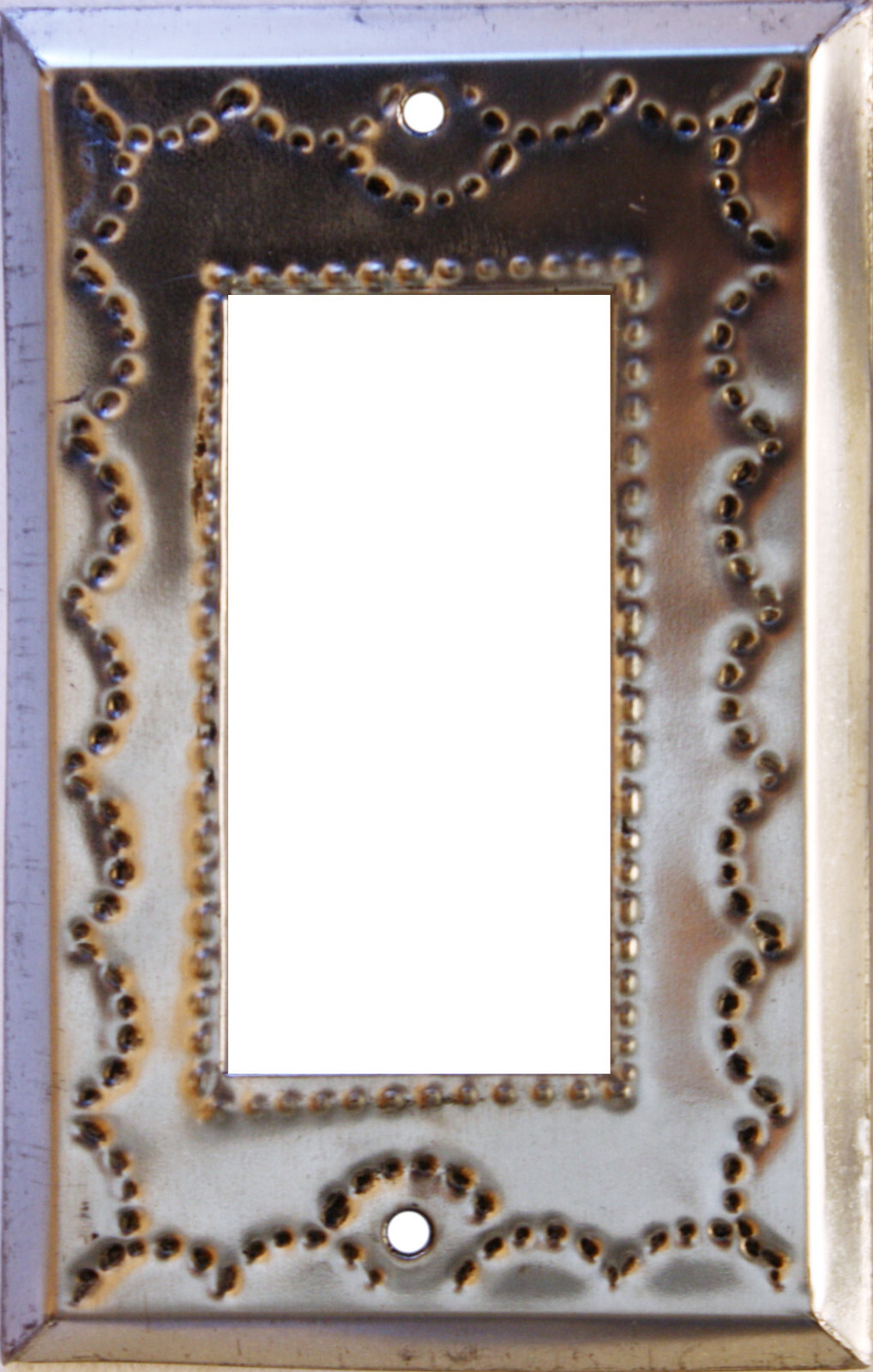 Single Decora Mexican Handmade Punched Silver Tin Switchplate