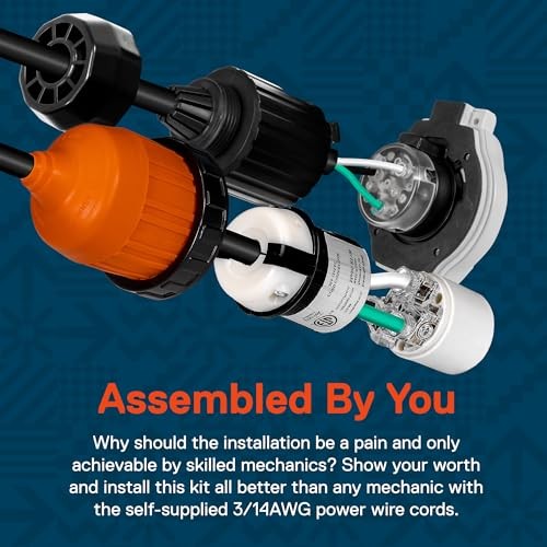 True Mods RV Power Inlet Shore Power Outlet Inlet + Connector Combo Black 30A